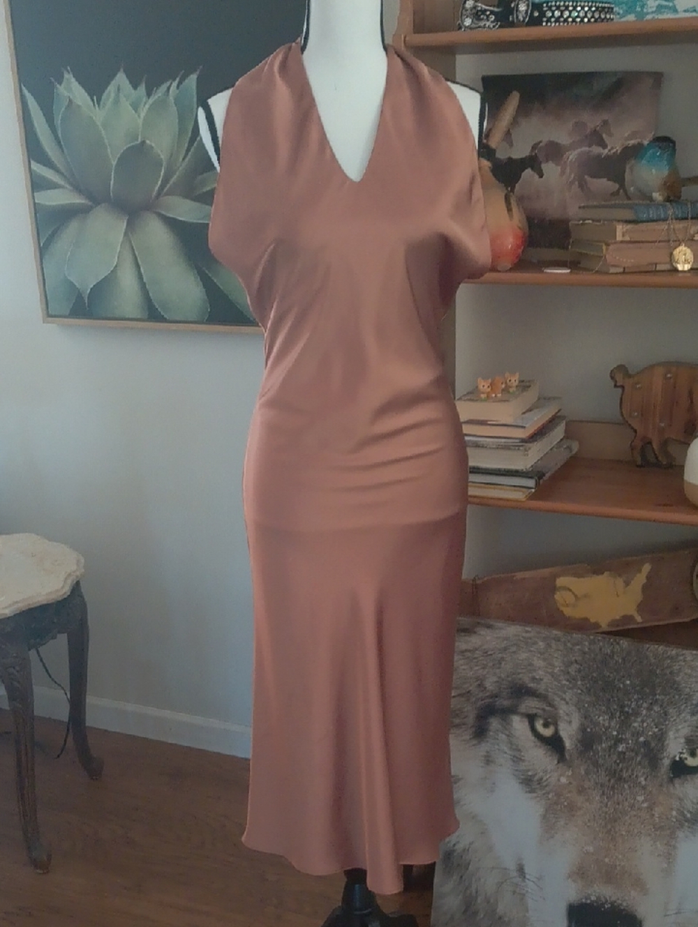 Show Me Your MuMu Satin Halter Maxi Dress in Bronze